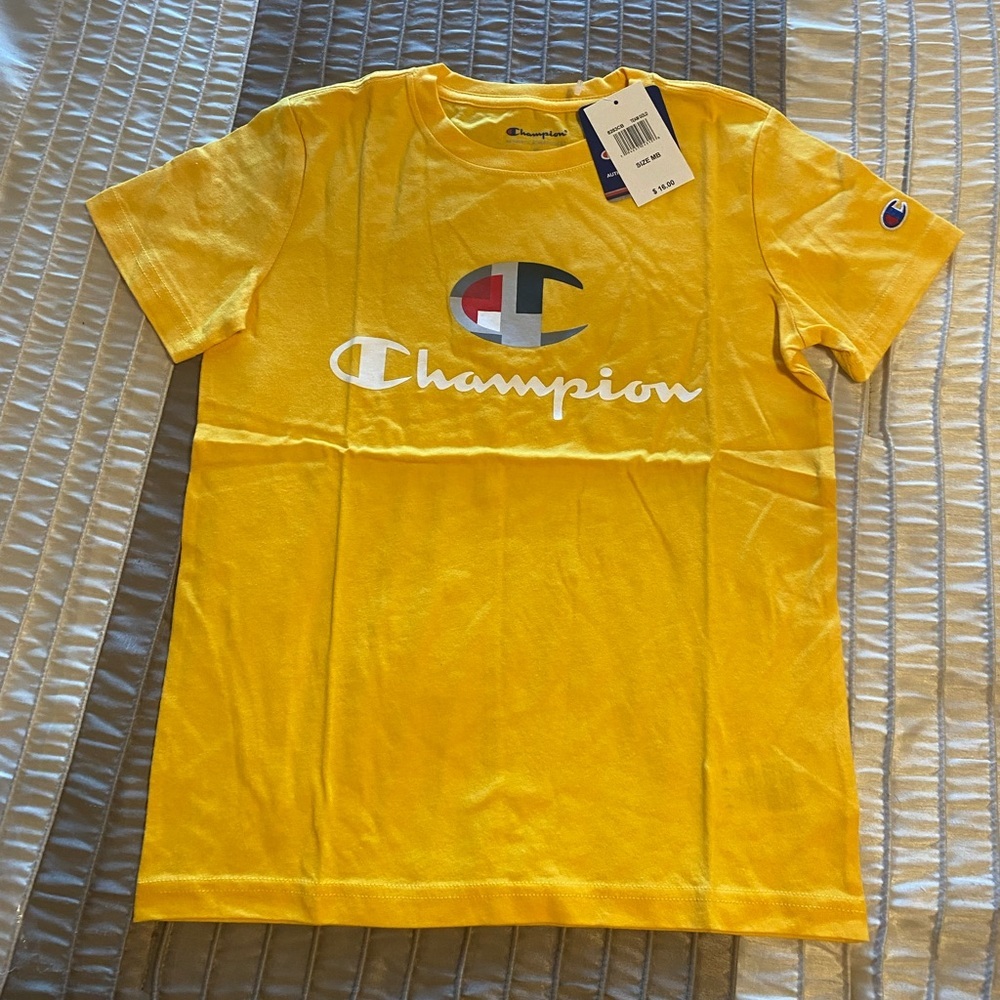Champion - NEW - Bright Yellow Boys Crewneck Tee Size Medium